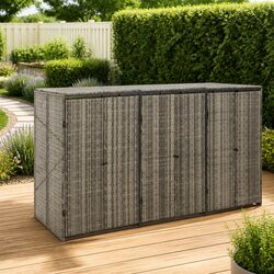 Grey Triple Wheelie Bin Shed - Durable Garden Waste Container