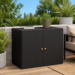 Durable Black Outdoor Storage Cabinet for Garden Tools