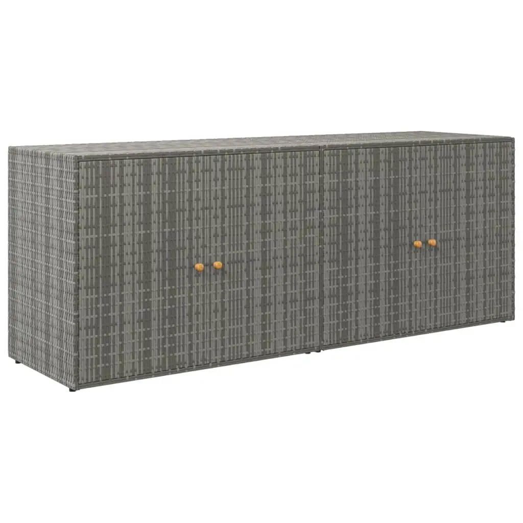 Garden Storage Cabinet Poly Rattan 198x55.5x80cm Grey