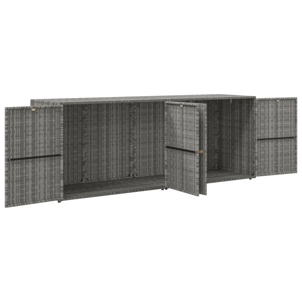 Garden Storage Cabinet Poly Rattan 198x55.5x80cm Grey