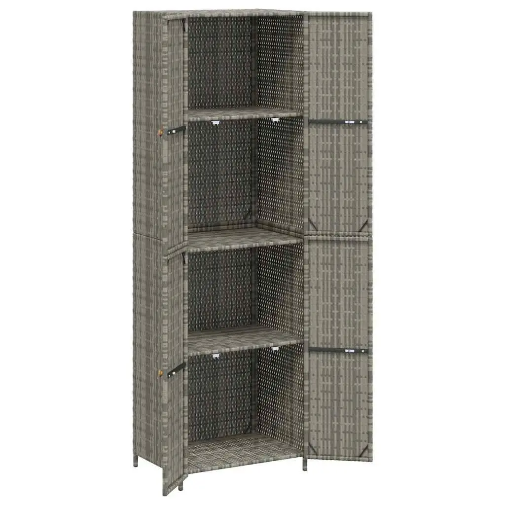 Garden Storage Cabinet Poly Rattan 59W x 40D x 180H cm Grey