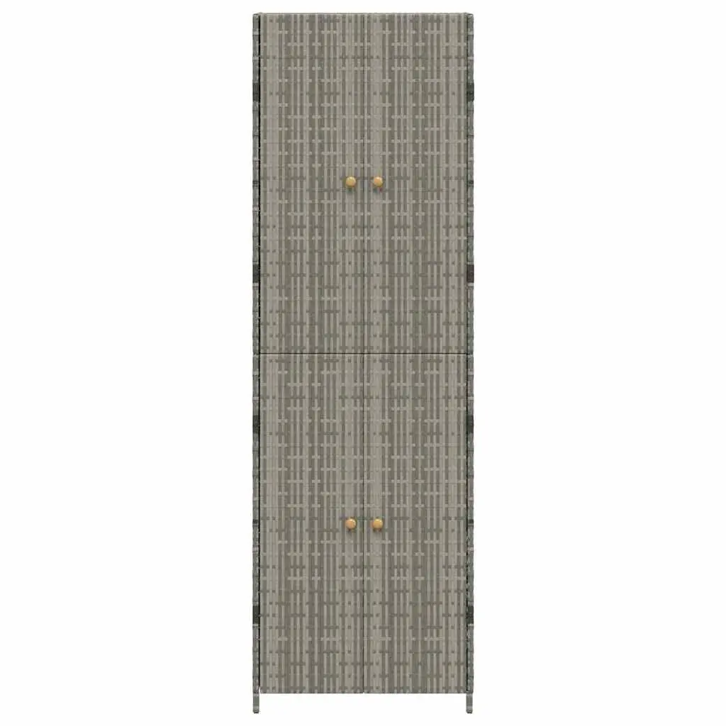 Garden Storage Cabinet Poly Rattan 59W x 40D x 180H cm Grey