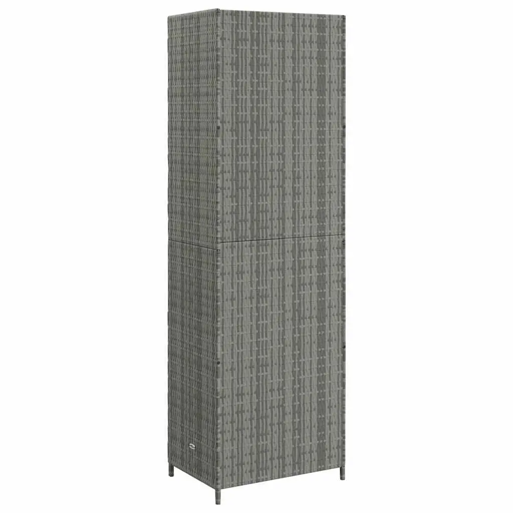 Garden Storage Cabinet Poly Rattan 59W x 40D x 180H cm Grey
