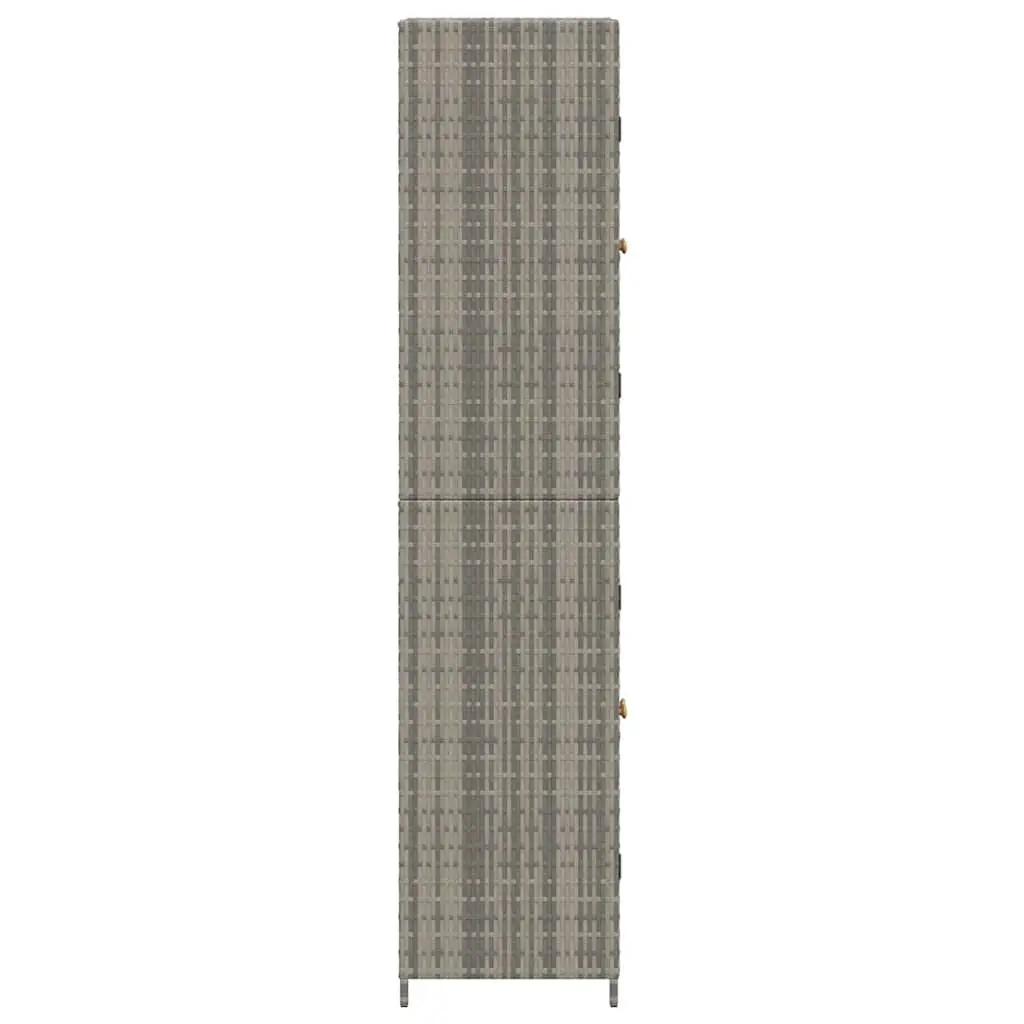 Garden Storage Cabinet Poly Rattan 59W x 40D x 180H cm Grey