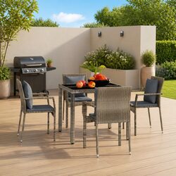 4-Piece Garden Chair Set in Grey Poly Rattan