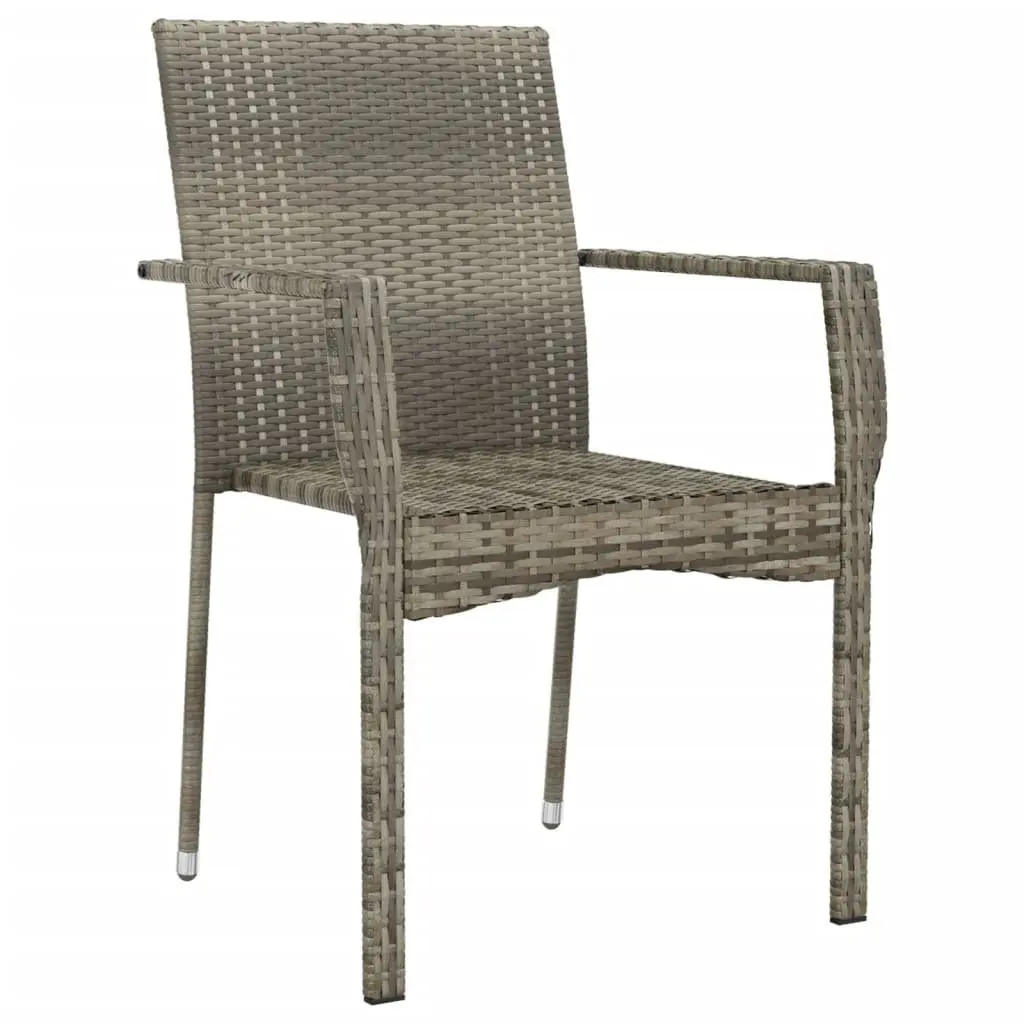 Garden Chairs Set 4 Pieces Poly Rattan Grey with Cushions
