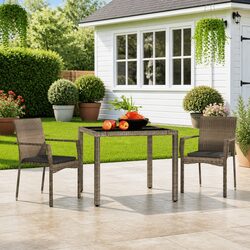 Grey Poly Rattan Outdoor Chairs with Cushions - 2 Pack