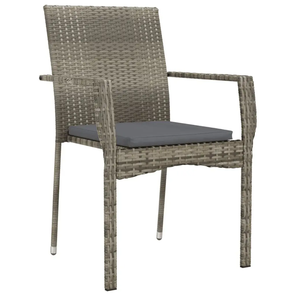 Outdoor Garden Chairs 2 Piece Grey Poly Rattan Seating with Cushions Patio