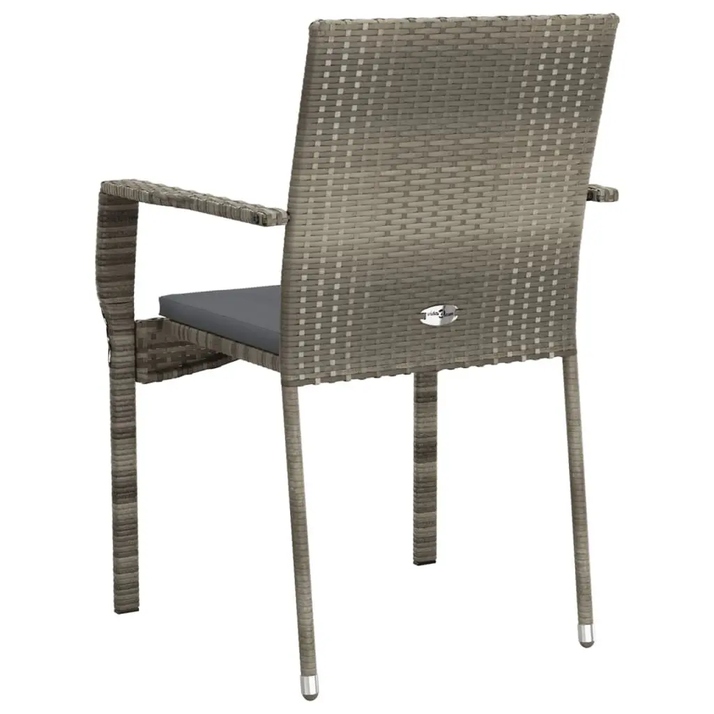 Outdoor Garden Chairs 2 Piece Grey Poly Rattan Seating with Cushions Patio