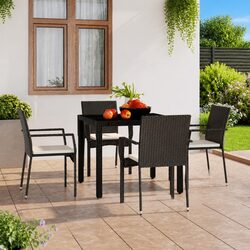Durable 4-Piece Black Poly Rattan Outdoor Chairs