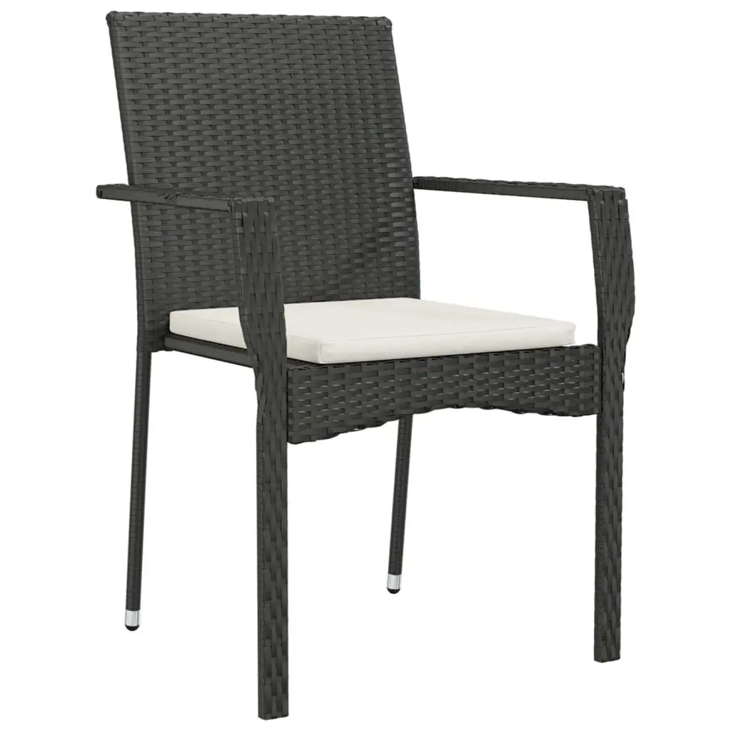 Garden Chairs Set Poly Rattan Black 4 Pieces