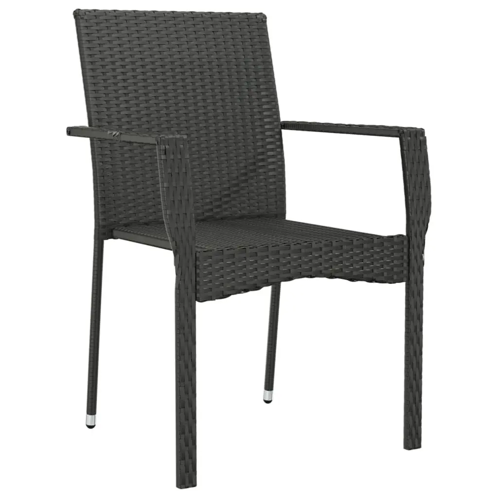 Garden Chairs Set Poly Rattan Black 4 Pieces