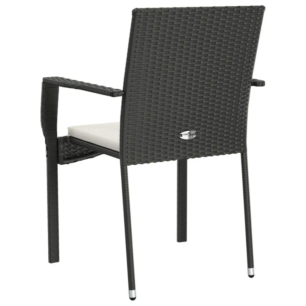 Garden Chairs Set Poly Rattan Black 4 Pieces