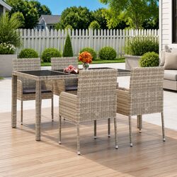 Durable 4-Piece Outdoor Garden Chair Set with Cushions