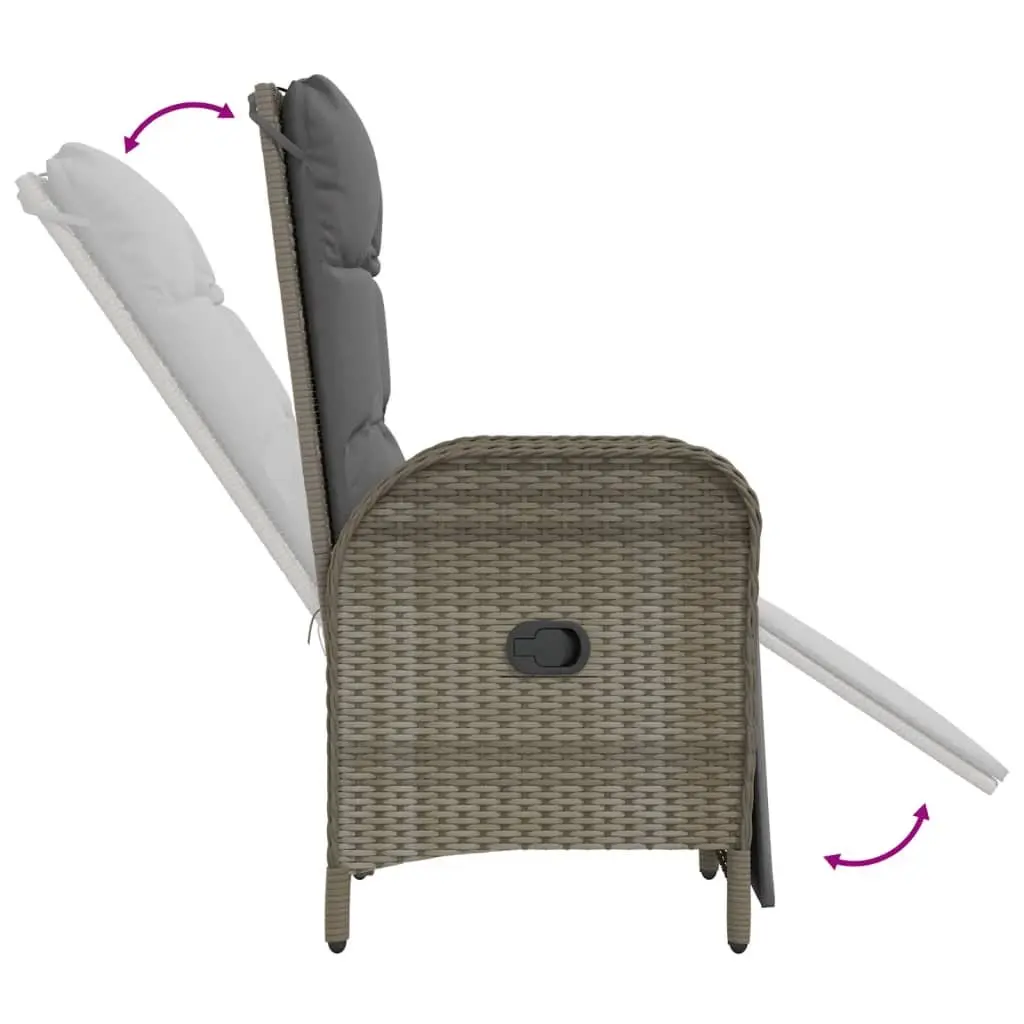 Outdoor Reclining Chairs 2 pcs Set Garden Patio Seating with Cushions Grey