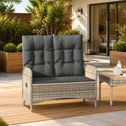High-Quality Reclining Garden Bench 107cm Grey