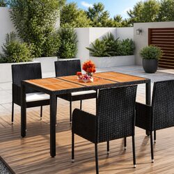 Durable Outdoor Garden Table with Wooden Top 150x90x75cm