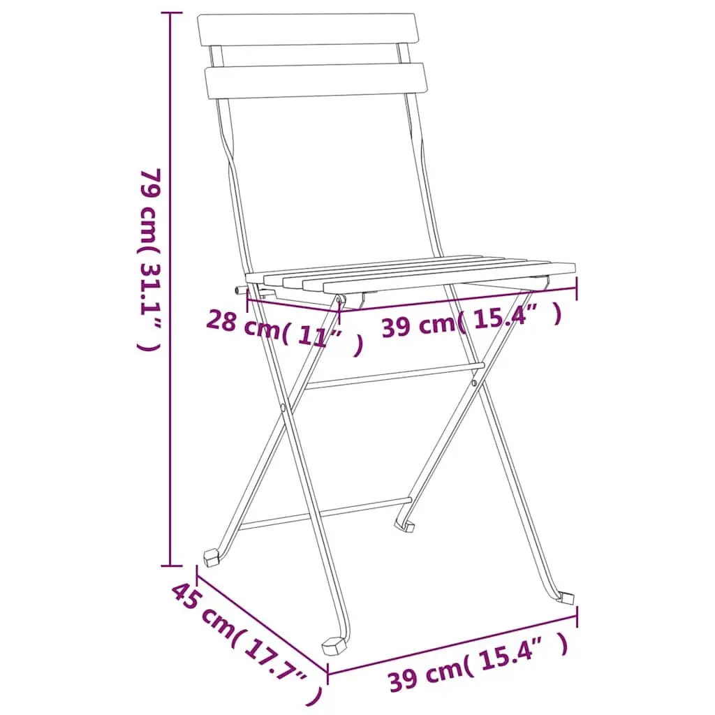 Outdoor Garden Bistro Chairs, Set of 2, Foldable