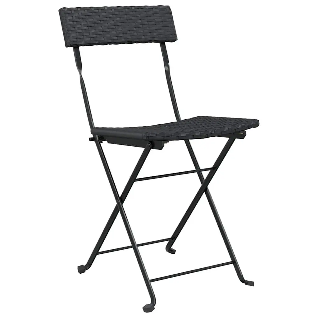 Folding Bistro Chair Outdoor Garden Seating Poly Rattan Steel Frame 2 Piece Set