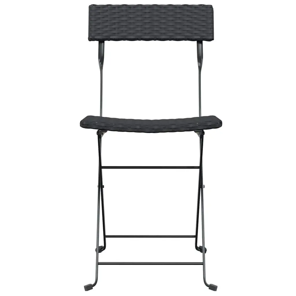 Folding Bistro Chair Outdoor Garden Seating Poly Rattan Steel Frame 2 Piece Set