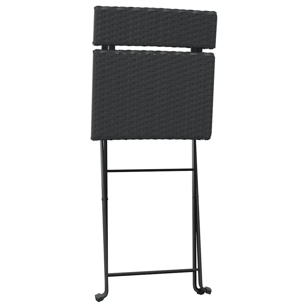Folding Bistro Chair Outdoor Garden Seating Poly Rattan Steel Frame 2 Piece Set