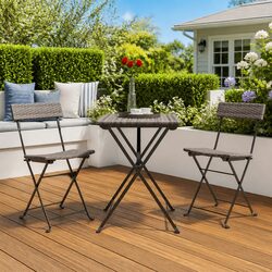 Durable Folding Bistro Chairs - Grey Outdoor Seating Set