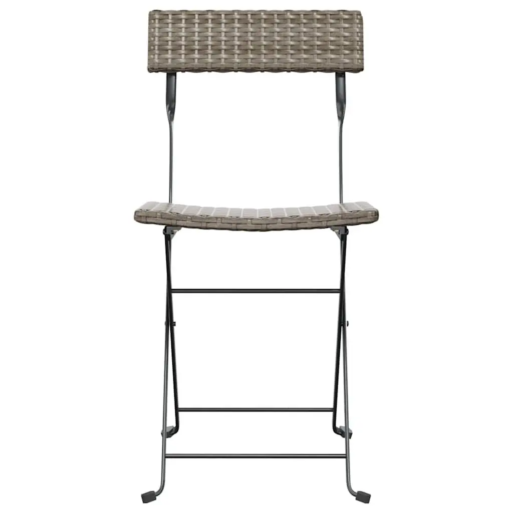 Folding Bistro Chairs 2 pcs Grey Outdoor Garden Seating Patio Rattan Steel Frame