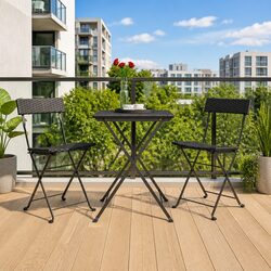 Premium 3 Piece Black Folding Bistro Set for Outdoors