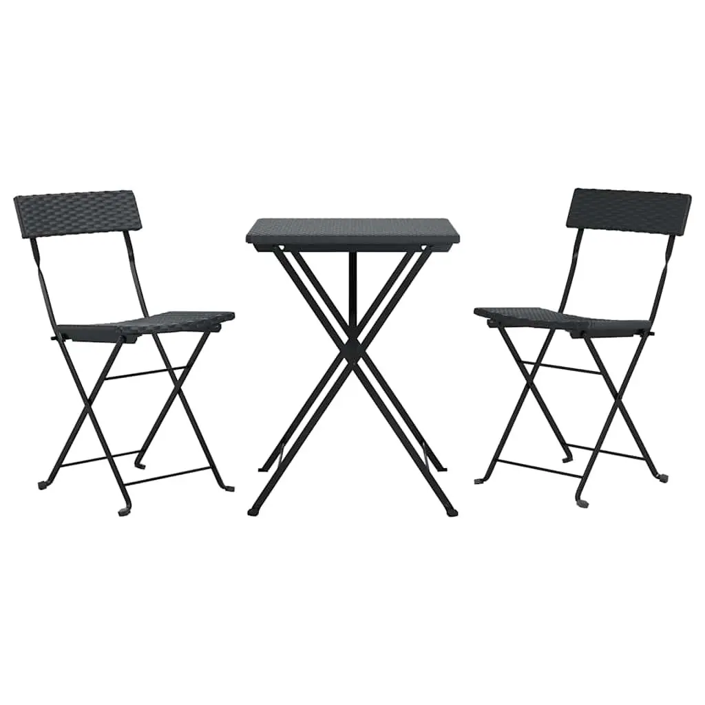 3 Piece Black Folding Bistro Set for Outdoors
