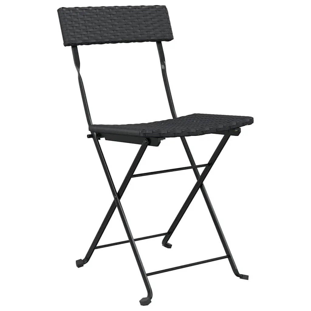 3 Piece Black Folding Bistro Set for Outdoors