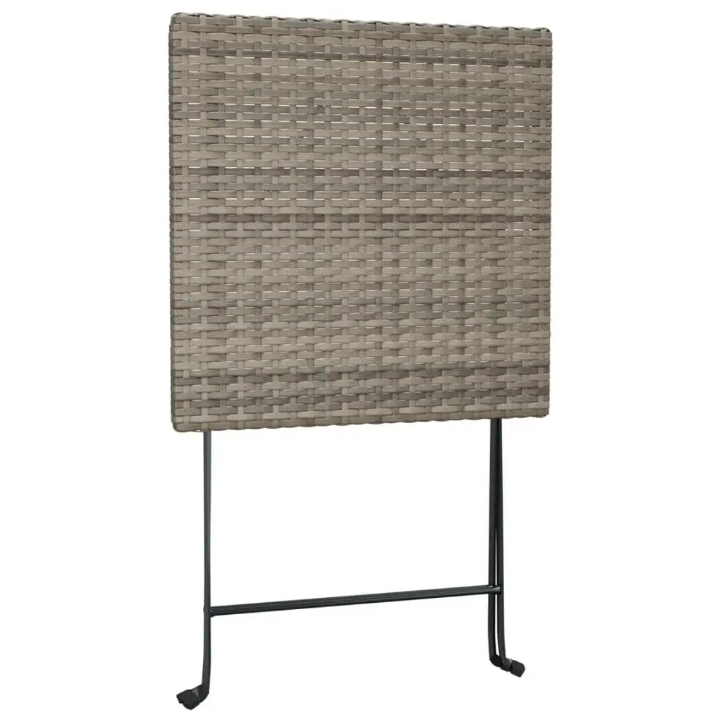 Folding Bistro Set 3 Piece Grey Poly Rattan Dining