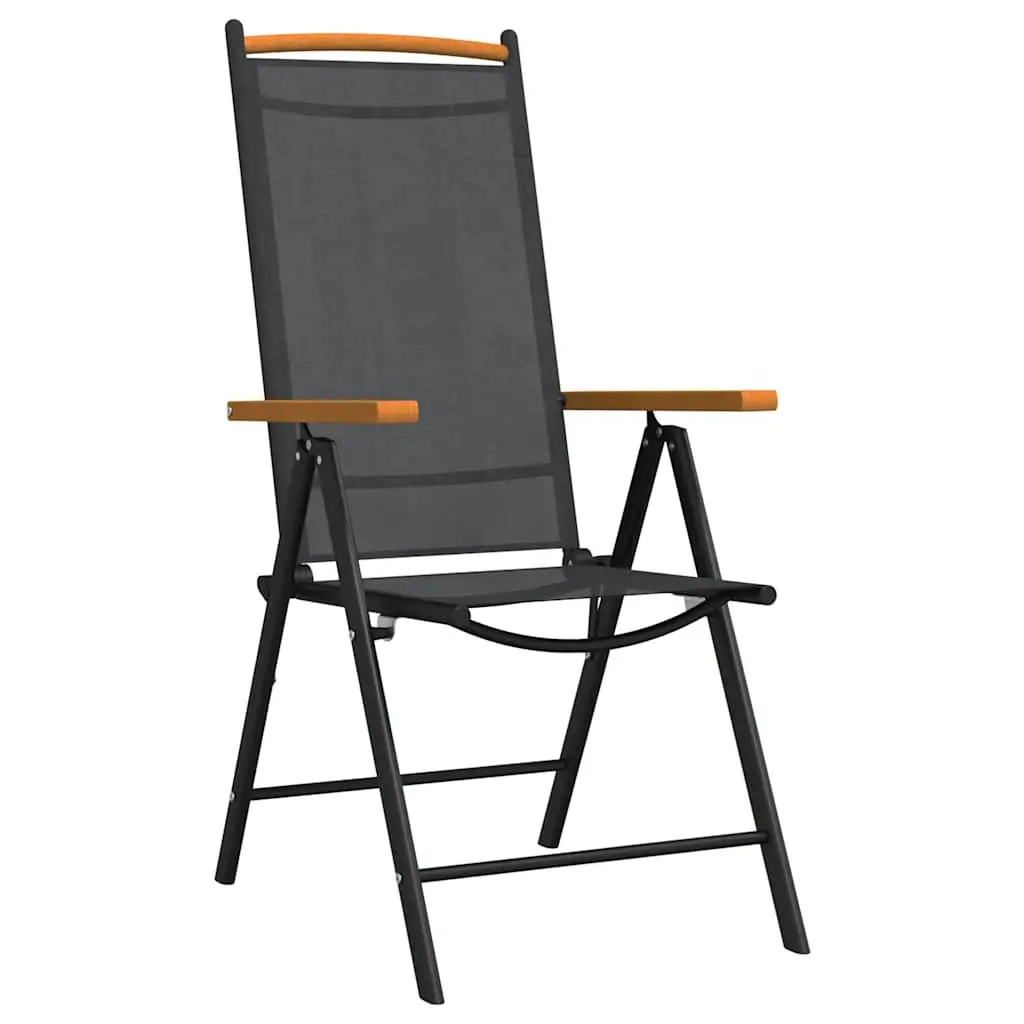 7 Piece Black Garden Dining Set with Foldable Chairs