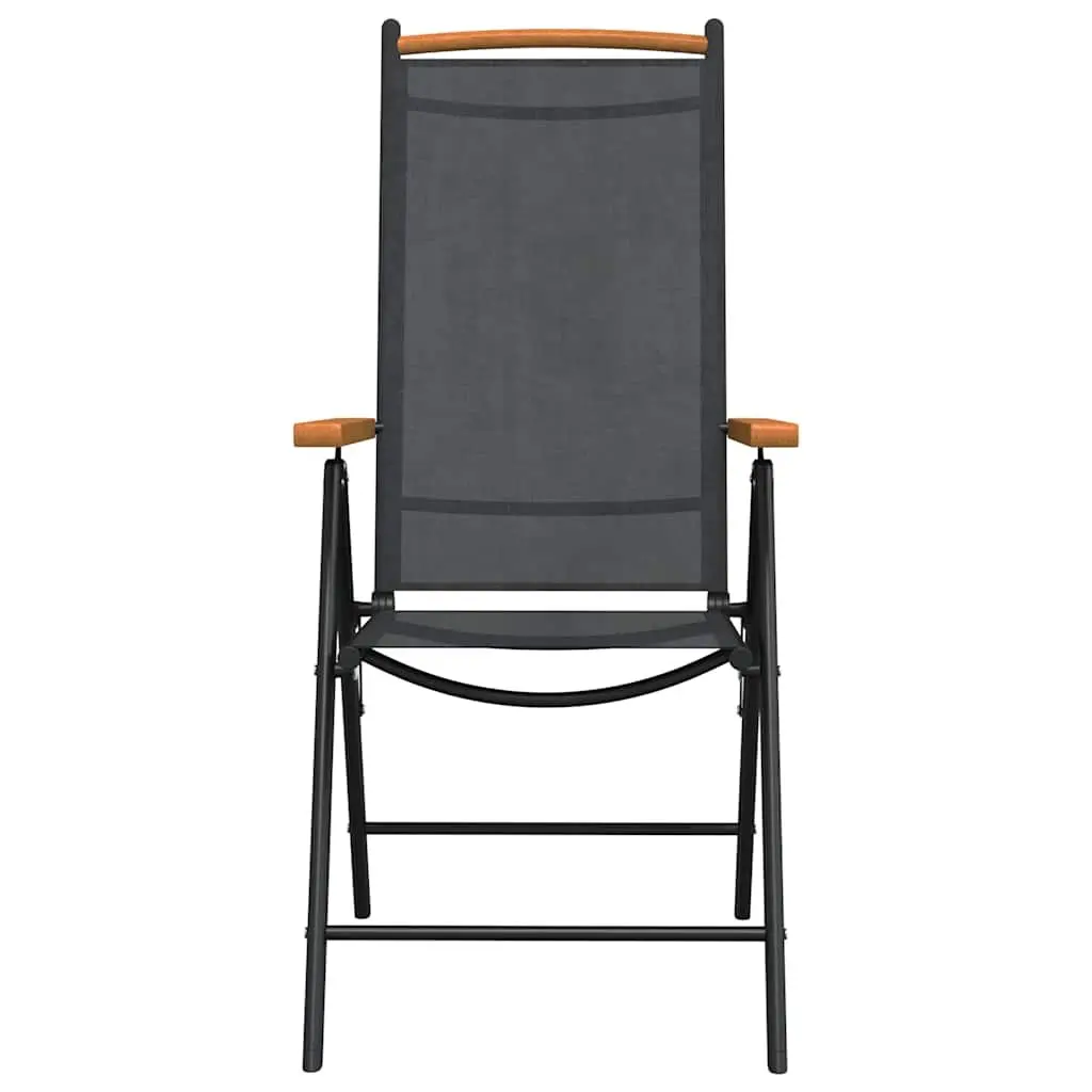 7 Piece Black Garden Dining Set with Foldable Chairs