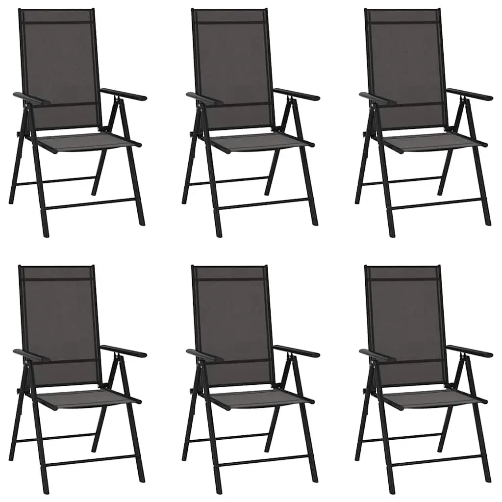 7 Piece Black Garden Dining Set with Reclining Chairs