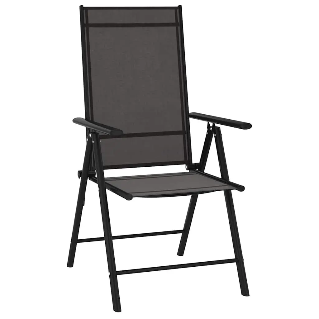 7 Piece Black Garden Dining Set with Reclining Chairs