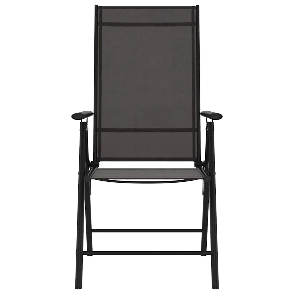 7 Piece Black Garden Dining Set with Reclining Chairs