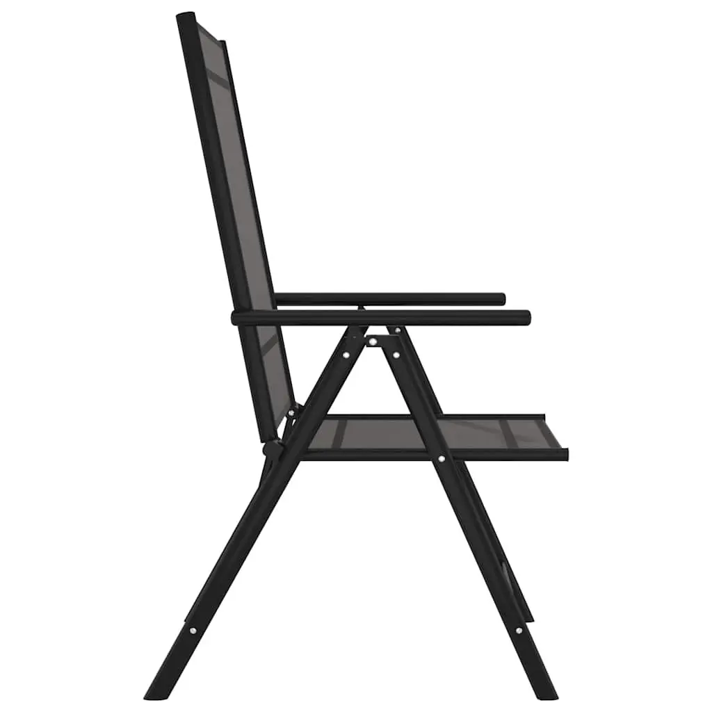 7 Piece Black Garden Dining Set with Reclining Chairs