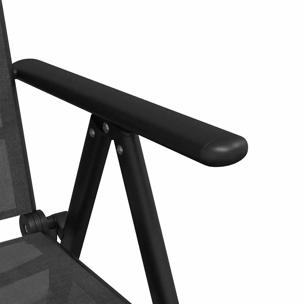 7 Piece Black Garden Dining Set with Reclining Chairs
