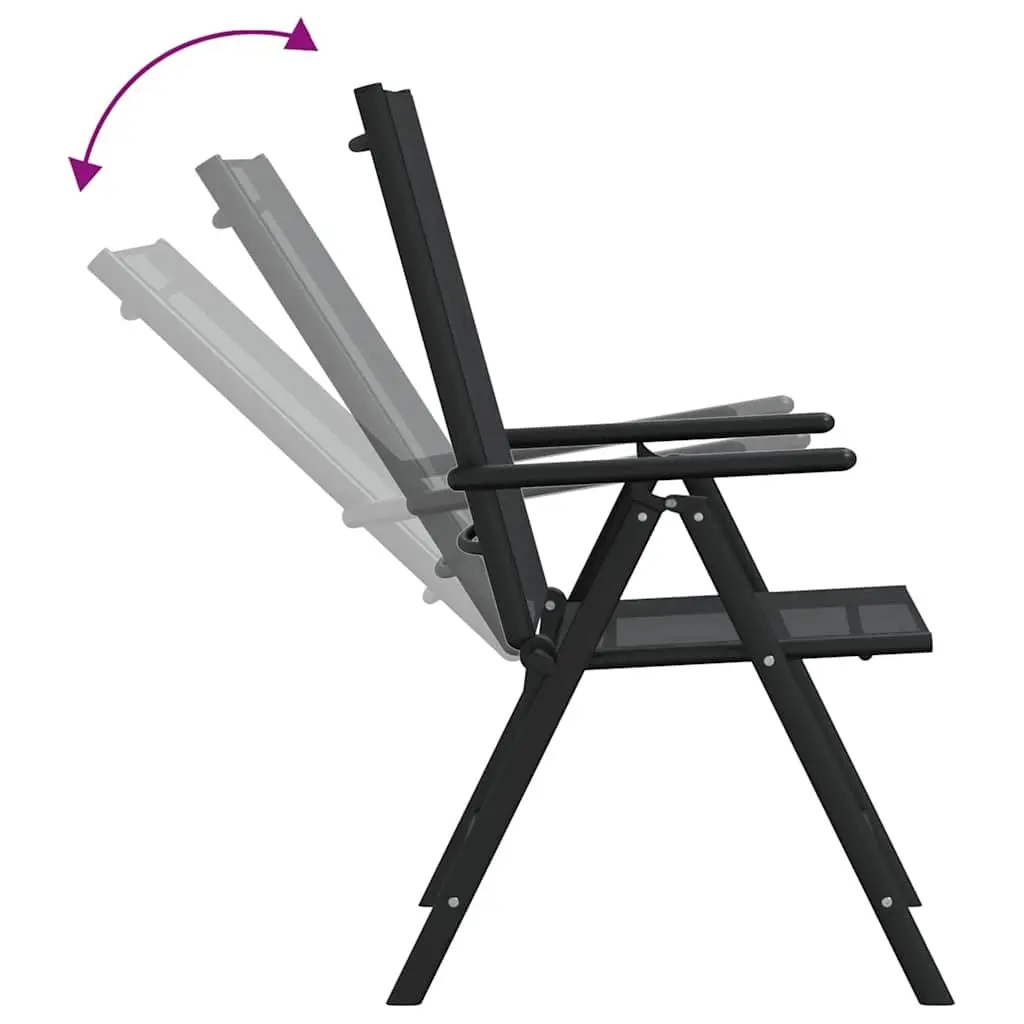 7 Piece Black Garden Dining Set with Reclining Chairs