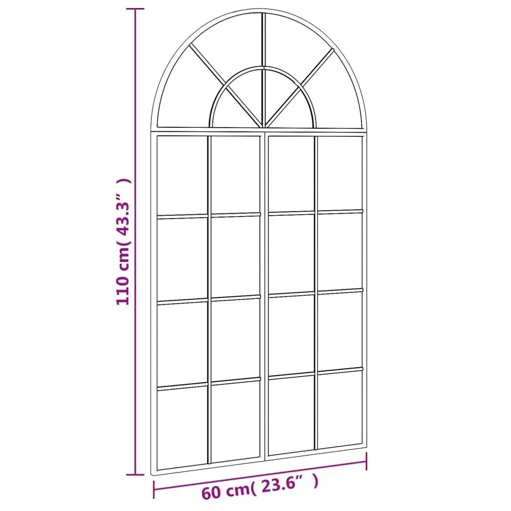 Black Arch Wall Mirror 60x110 cm with Iron Frame