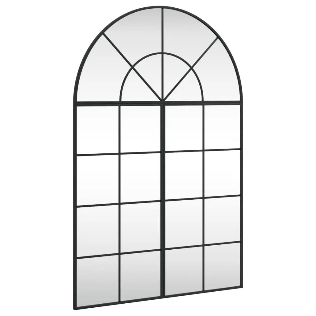 Wall Mirror Powder-Coated Iron Frame Glass 80x120 cm Black Arch Decor