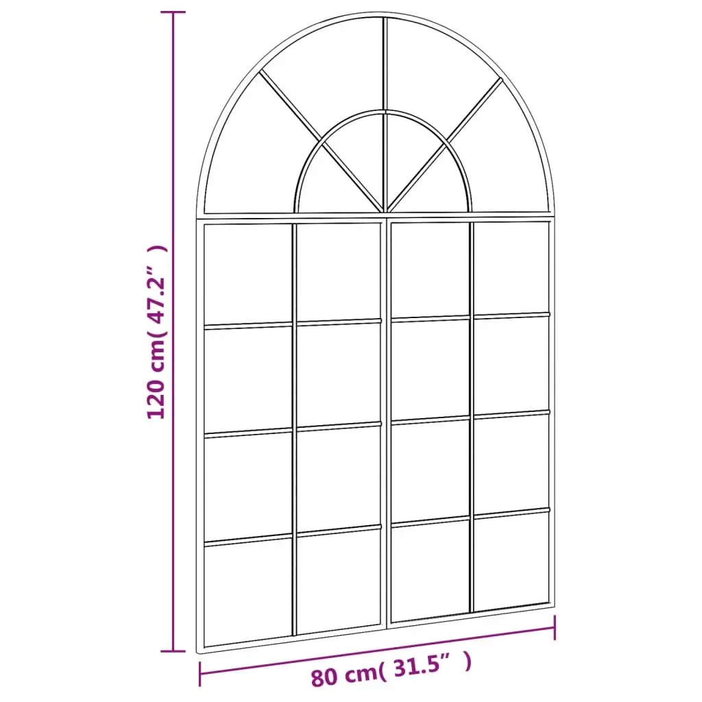 Wall Mirror Powder-Coated Iron Frame Glass 80x120 cm Black Arch Decor