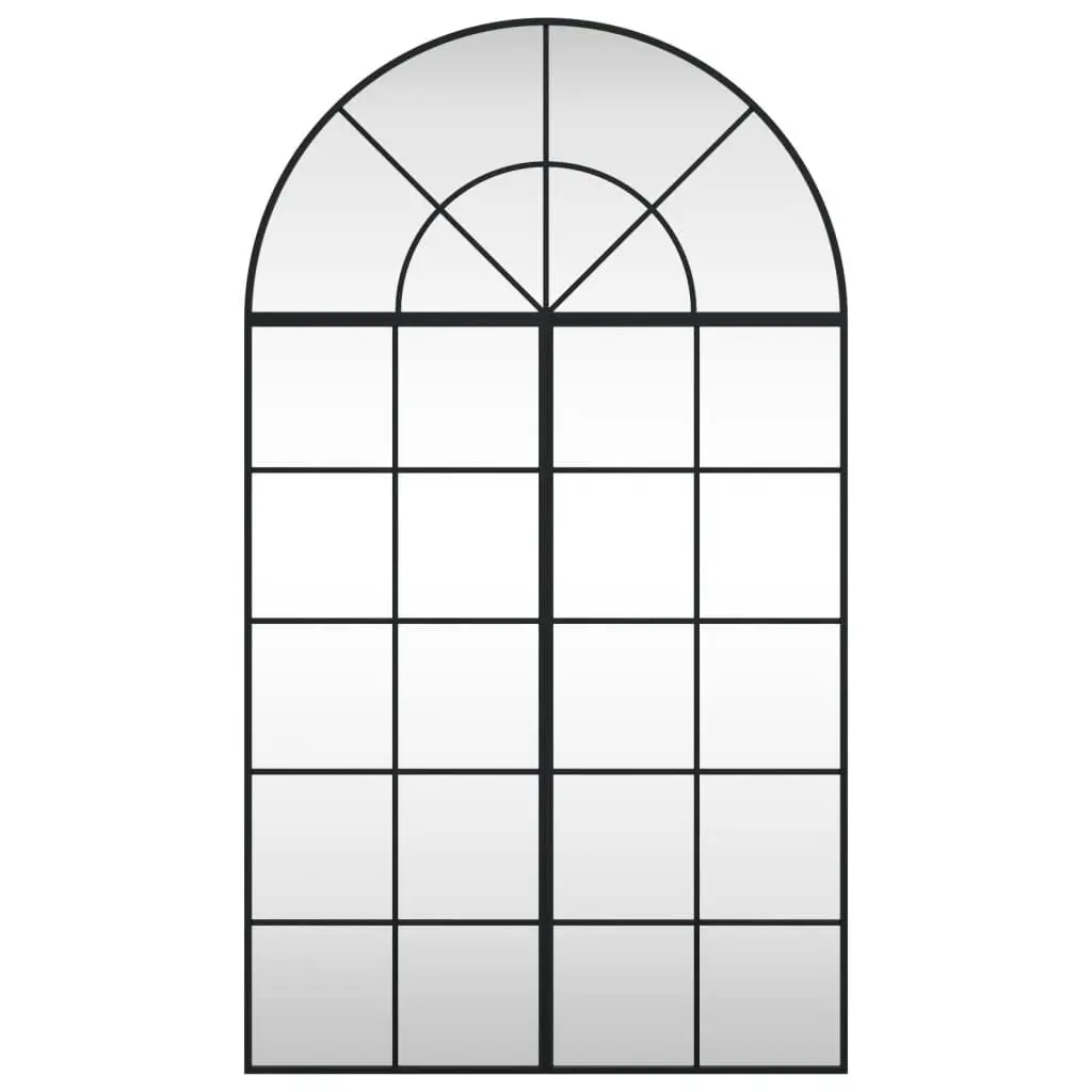 Black Arch Wall Mirror 80x140 cm with Iron Frame