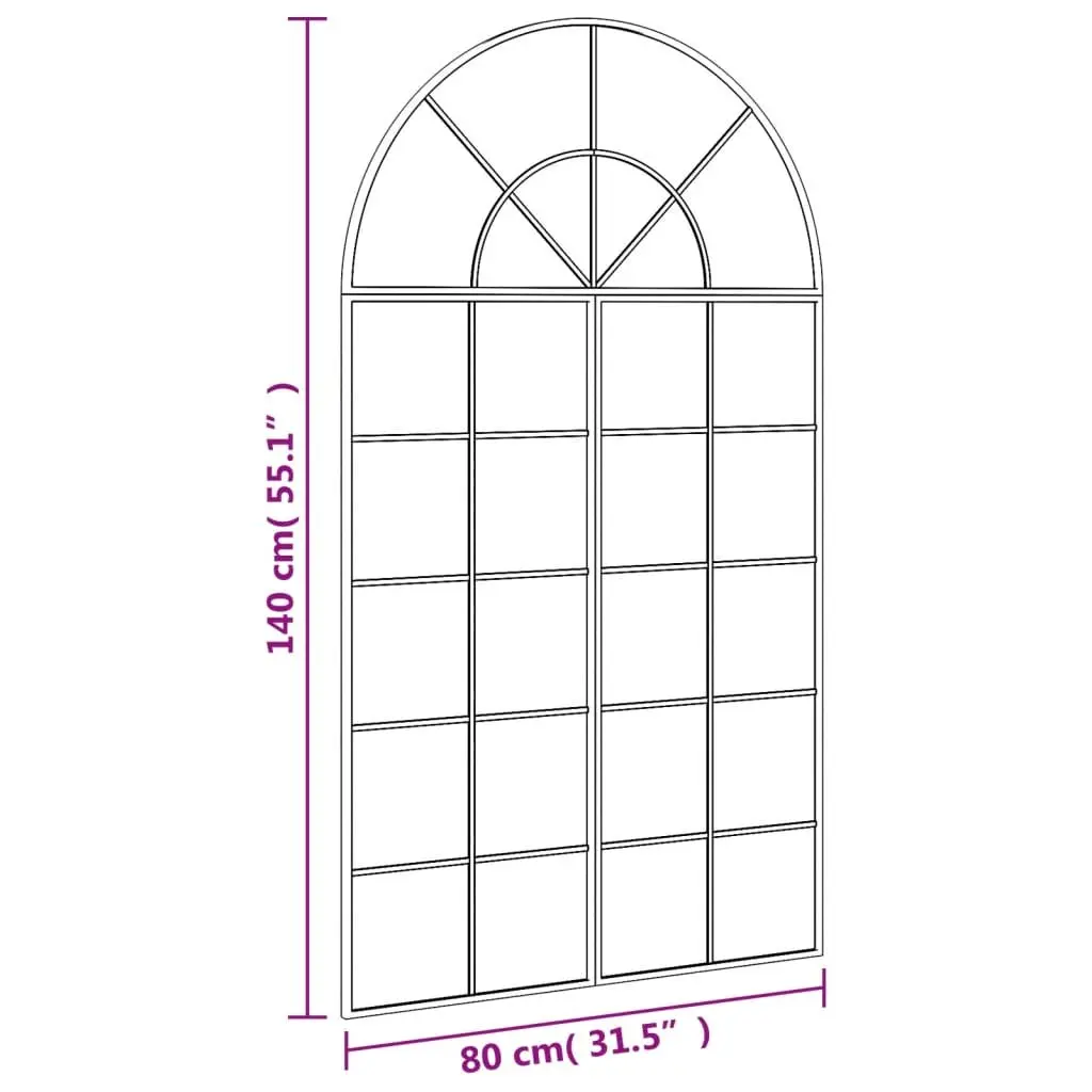 Black Arch Wall Mirror 80x140 cm with Iron Frame