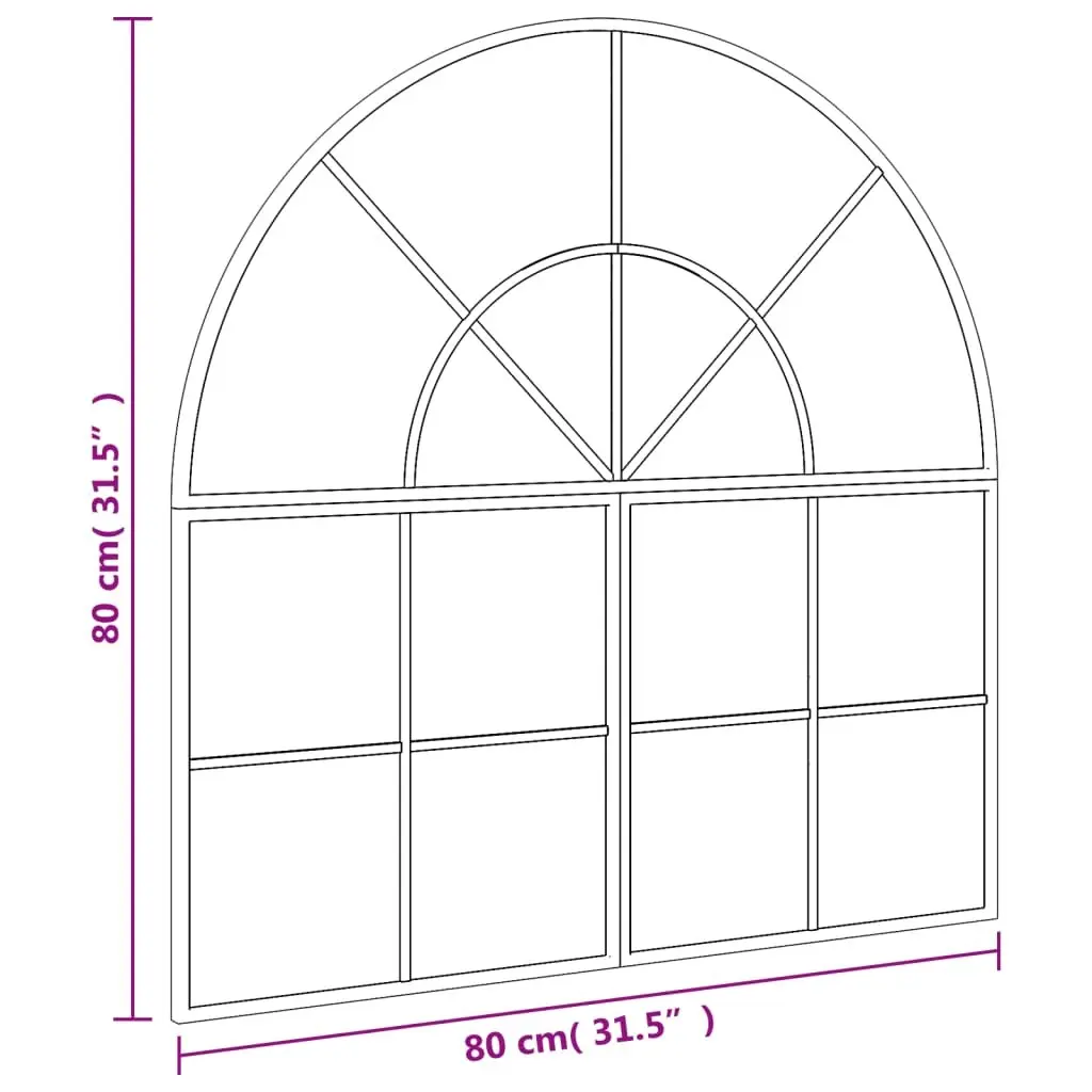 Wall Mirror Black 80x80 cm Arch Iron Frame Bathroom Bedroom Living Room Decor