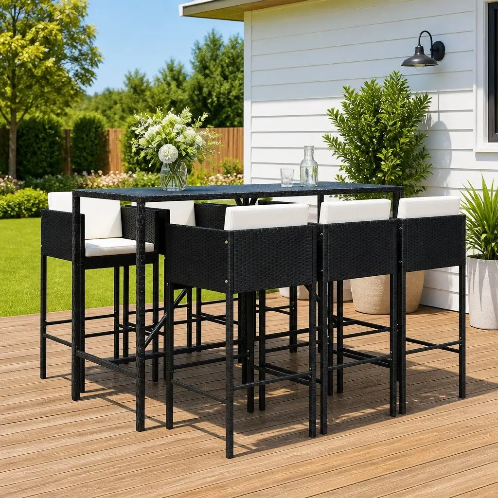 7 Piece Garden Bar Set with Cushions