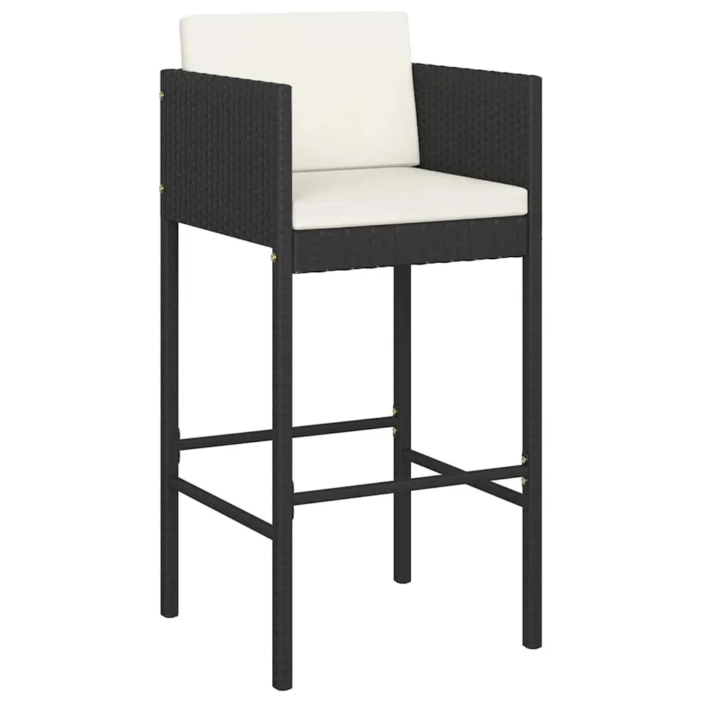 9-Piece Black Poly Rattan Garden Bar Set
