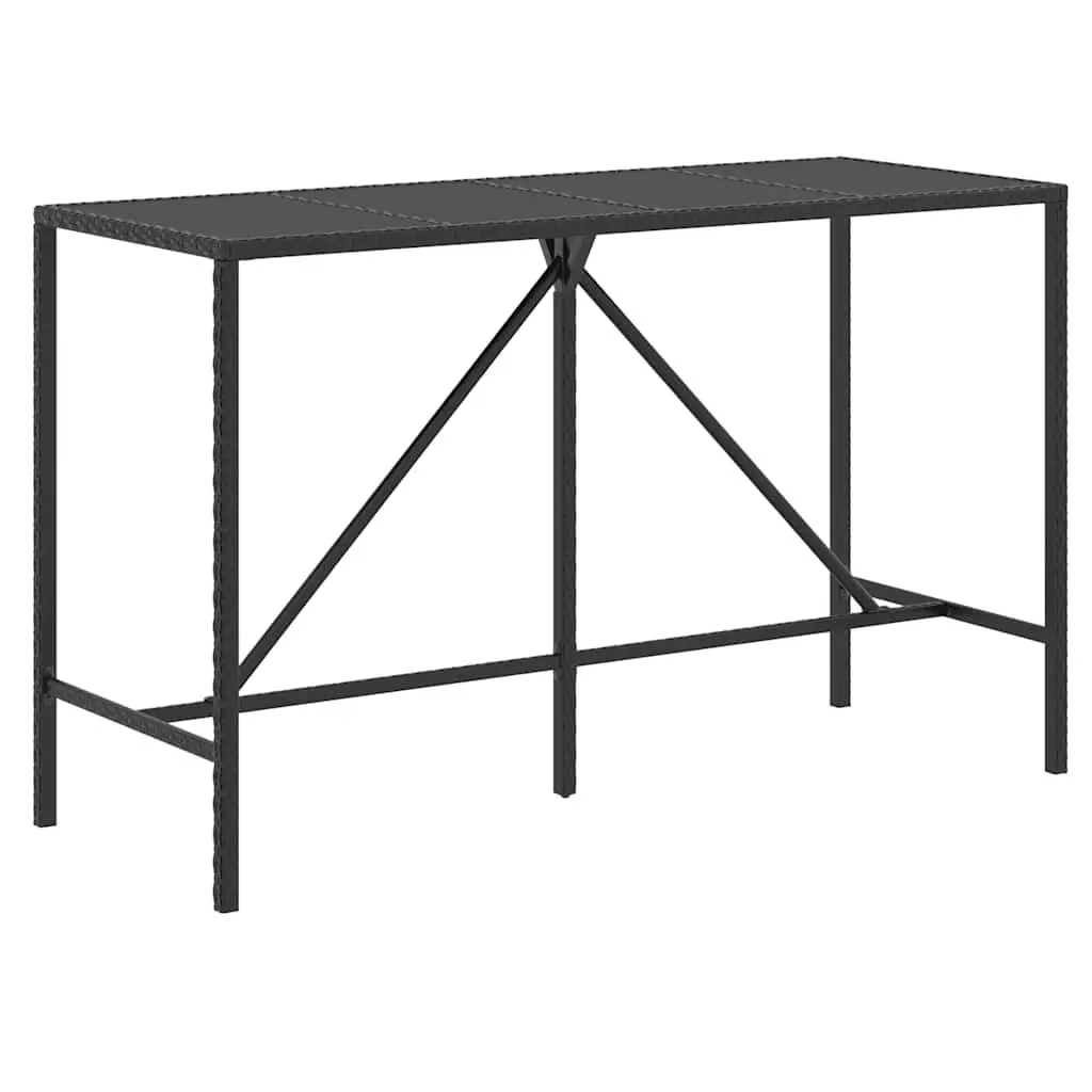 9-Piece Black Poly Rattan Garden Bar Set