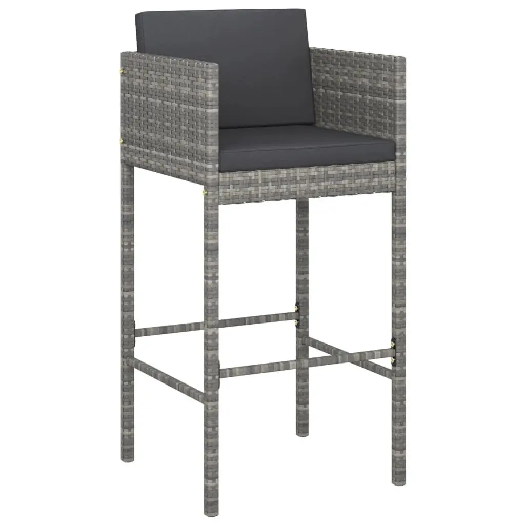 7 Piece Garden Bar Set with Grey Rattan Stools