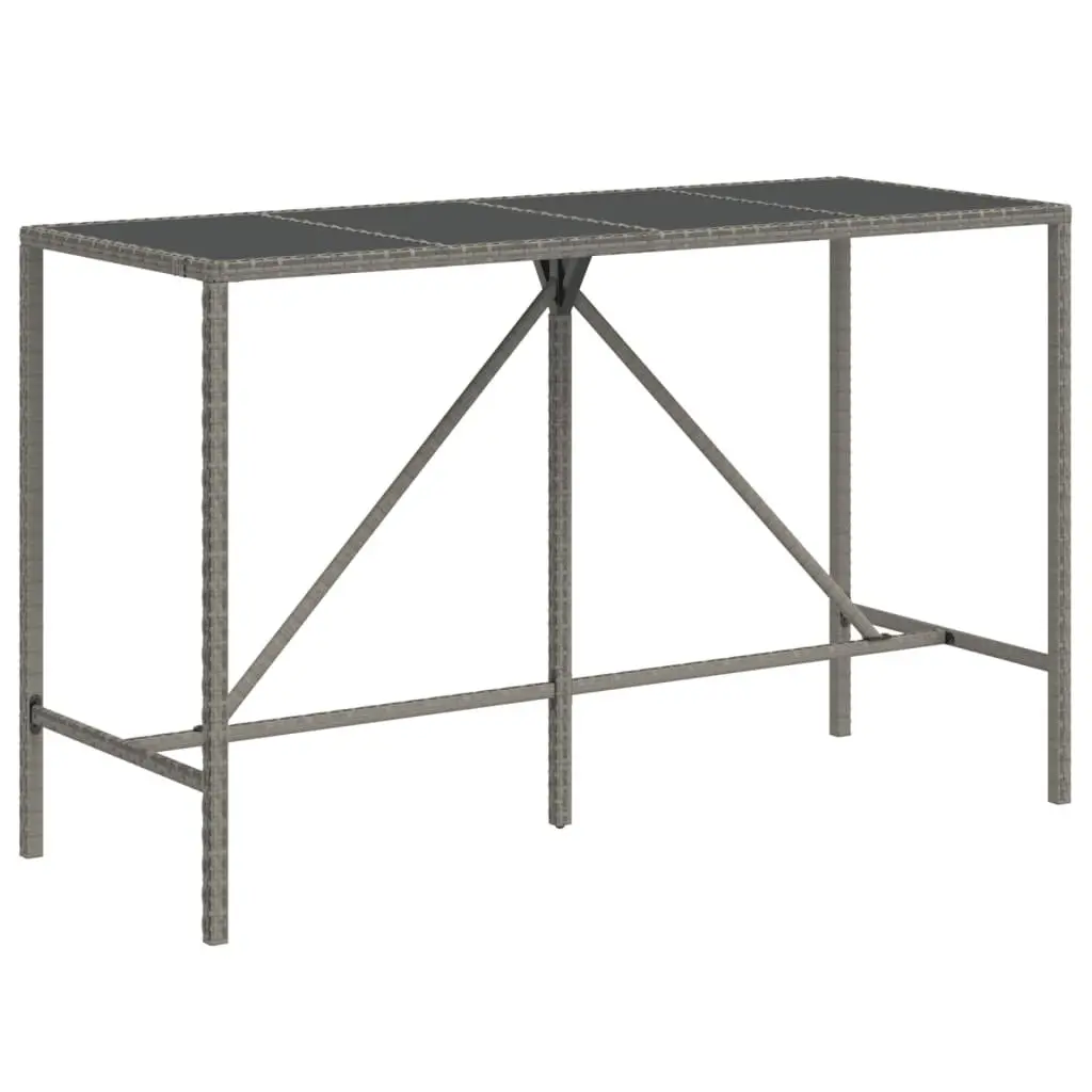 7 Piece Garden Bar Set with Grey Rattan Stools